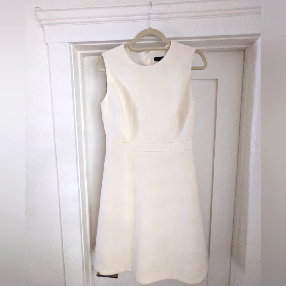 J Crew Women's Ivory A-Line Wool Dress